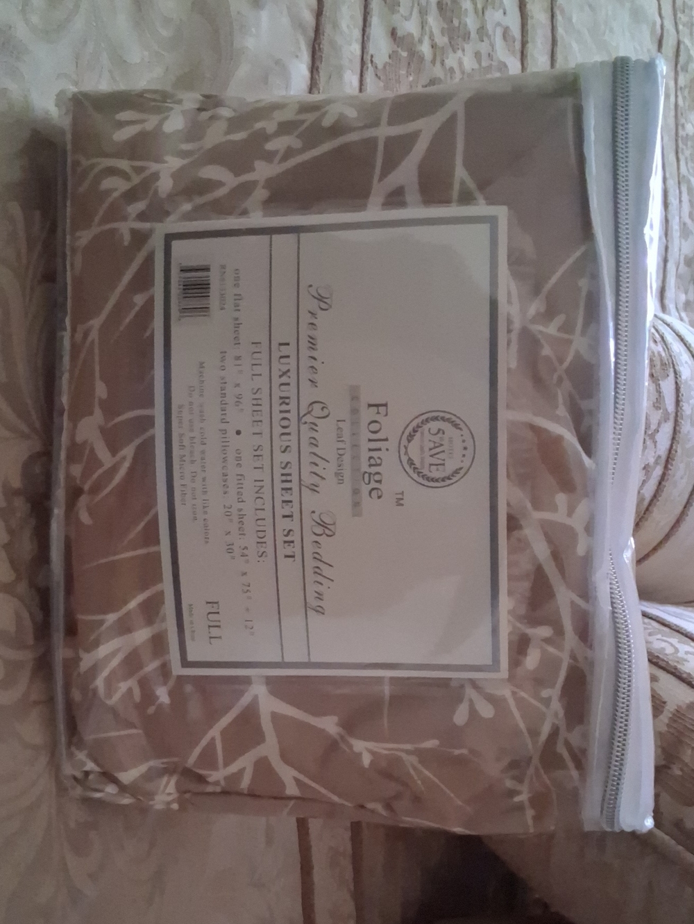Hotel 5th Ave Full Sheet Set. NIB Brown/Cream - Picture 7 of 8